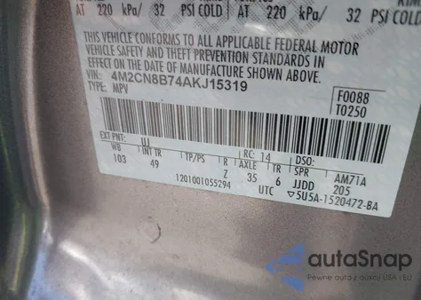 2010 Mercury Mariner из США, поврежденный, VIN 4M2CN8B74AKJ15319